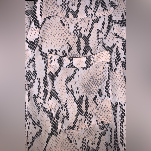 Express Snakeskin semi sheer button up shirt, light pink black gray off white - Picture 2 of 15